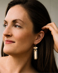 All-gold fan and rectangle earrings — The Kendall by Olivia Holland
