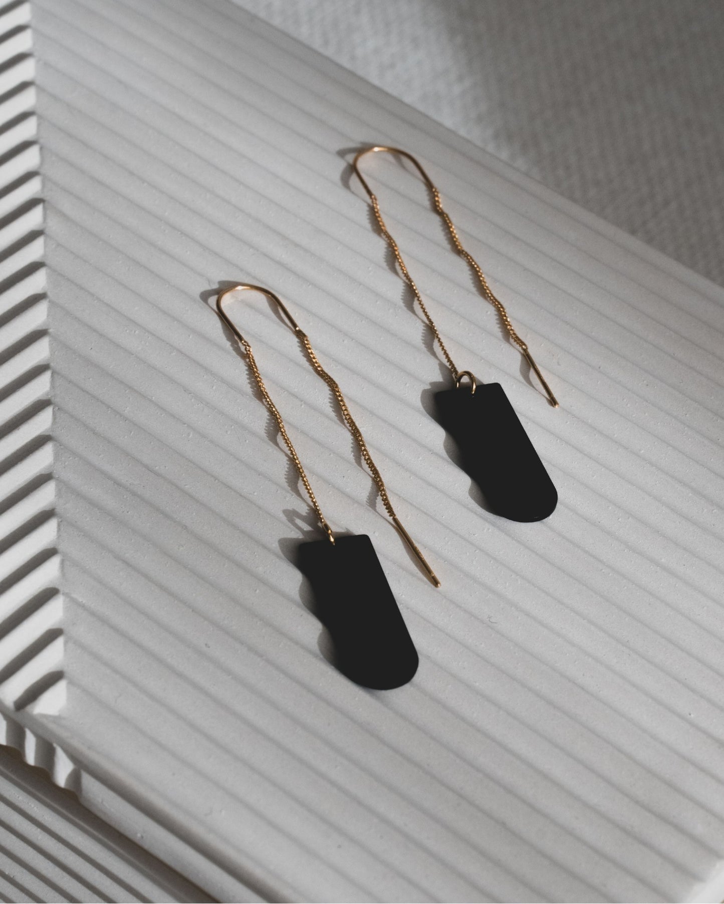 Black and gold pull-through earrings — The Leah by Olivia Holland