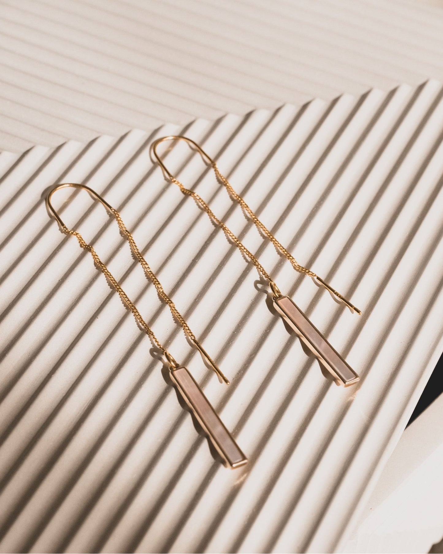 Gold and natural seashell pull-through earrings — The Mallory by Olivia Holland